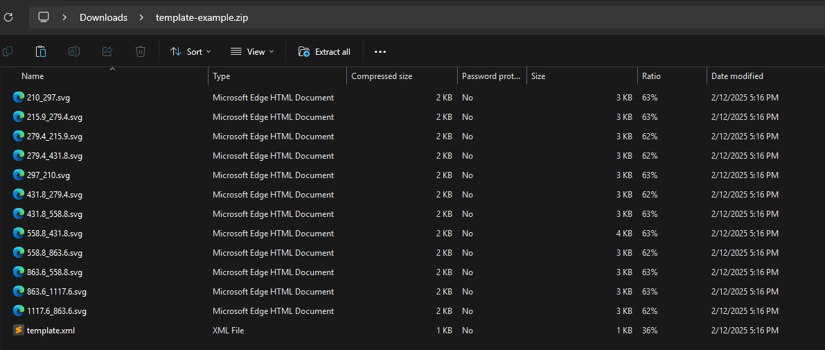 Zipped Template Upload Structure